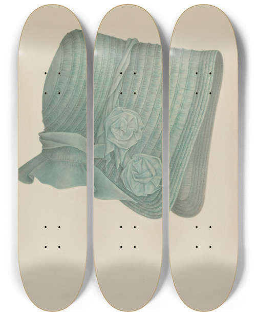 Triptych art skateboard deck of Melita Hofmann Childs Bonnet by Melita Hofmann (1907-1976)