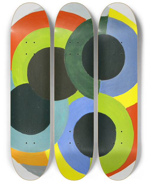 Triptych art skateboard deck of Robert Delaunay Disks by Robert Delaunay (1885-1941)