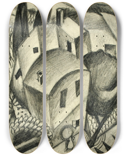 Triptych art skateboard deck of Henry Lyman Saen Untitled Iii by Henry Lyman Saen (1875-1918)