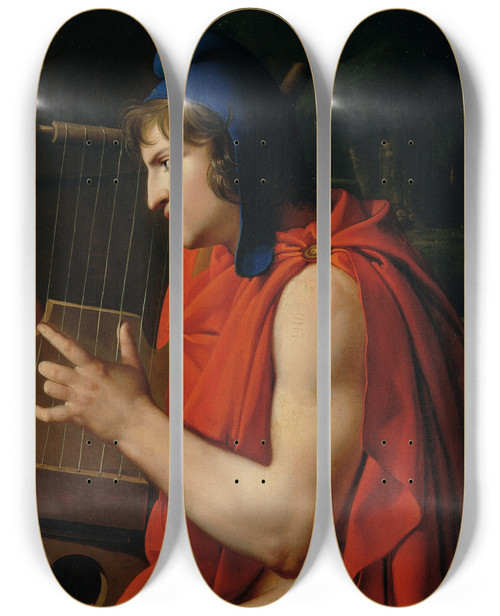Triptych art skateboard deck of Johann Peter Krafft Orpheus At The Tomb Of Eurydice by Johann Peter Krafft (1780-1856)