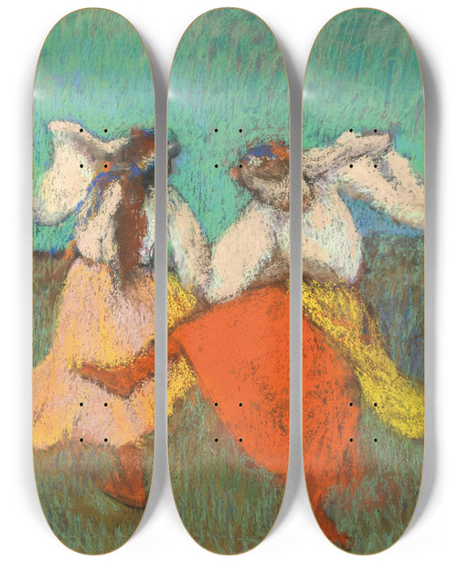 Triptych art skateboard deck of Edgar Degas Danseuses Russes by Edgar Degas (1834-1917)