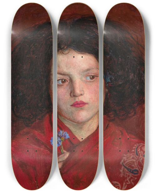 Triptych art skateboard deck of Ford Madox Brown The Irish Girl by Ford Madox Brown (1821-1893)