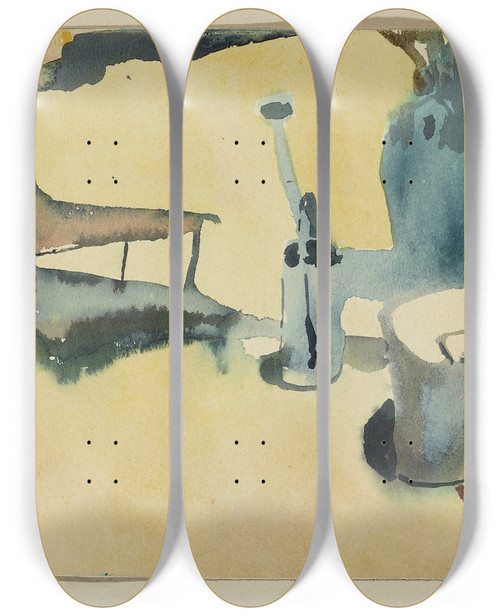 Triptych art skateboard deck of Paul Klee Garden Still Life by Paul Klee (1879-1940)