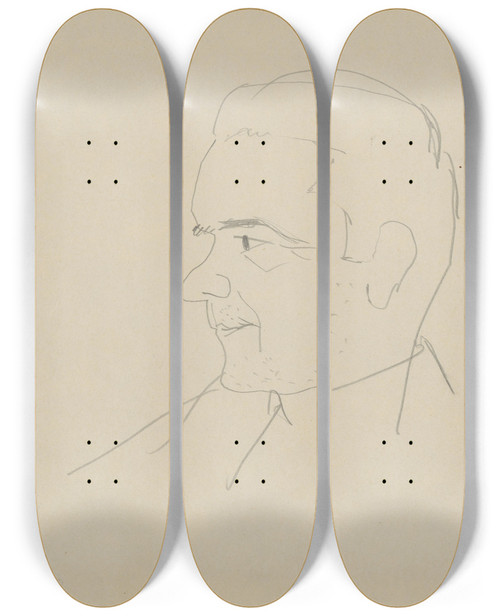 Triptych art skateboard deck of Mikul Galanda Sketchbook With Various Studies_12 by Mikulas Galanda (1895-1938)
