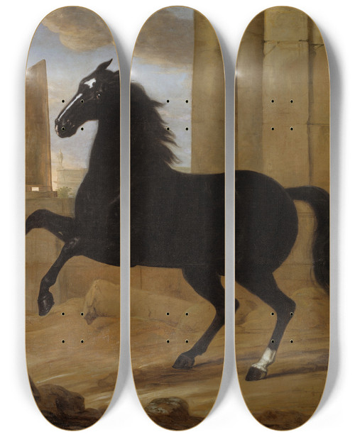 Triptych art skateboard deck of David Klcker Ehrenstrahl Favourite One Of King Karl Xis Riding Horses_1 by David Klocker Ehrenstrahl (1628-1698)
