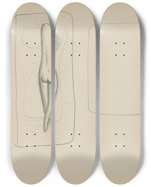 Triptych art skateboard deck of Mikul Galanda Sketchbook With Various Studies_2 by Mikulas Galanda (1895-1938)