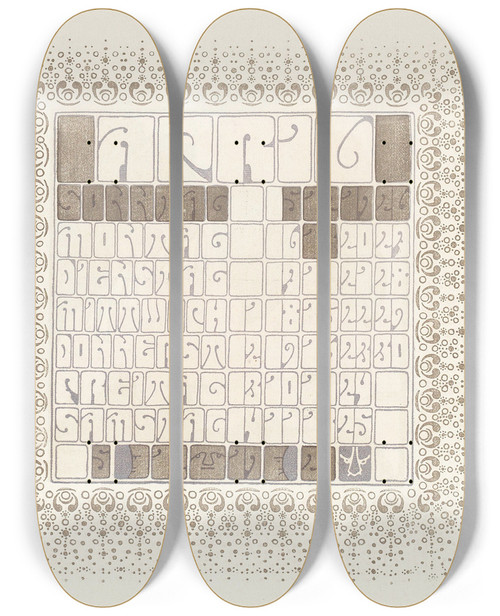 Triptych art skateboard deck of Alfred Roller April by Alfred Roller (1864-1935)