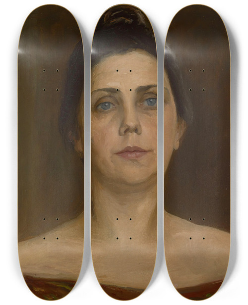 Triptych art skateboard deck of Venny Soldanbrofeldt Portrait Of Sigrid Af Forselles by Venny Soldan-Brofeldt (1863-1945)