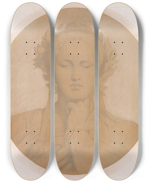 Triptych art skateboard deck of Jeanlon Grme Study For An Allegory Of Science by Jean-Lon Grme (1824-1904)