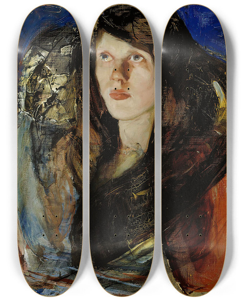 Triptych art skateboard deck of Jalmari Ruokokoski Love by Jalmari Ruokokoski (1886-1936)