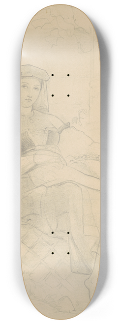 Emanuel Gottlieb Leutze - Reclining Woman 8.25 inch art skate deck