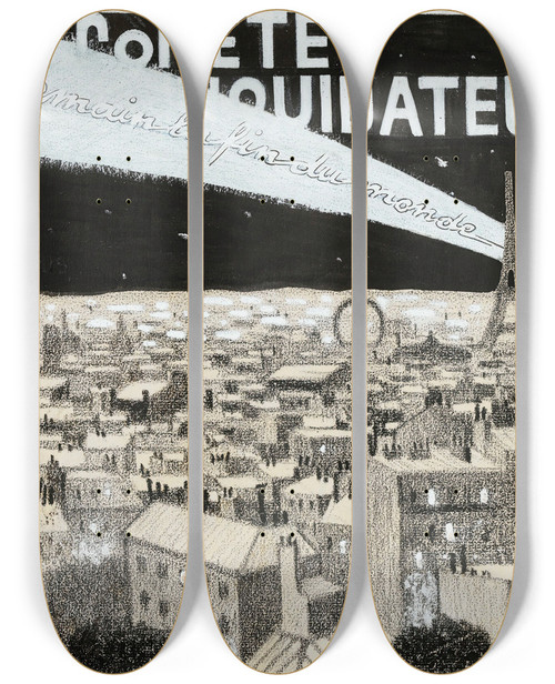 Triptych art skateboard deck of Juan Gris La Comte Liquidateur by Juan Gris (1887-1927)
