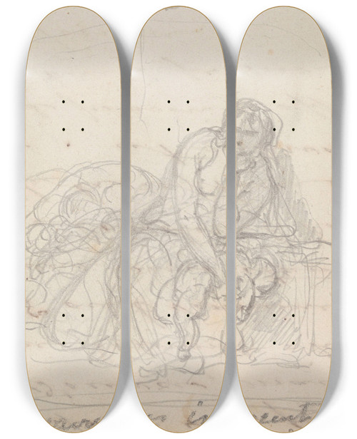 Triptych art skateboard deck of Nicaise De Keyser The Massacre Of The Innocents_2 by Nicaise De Keyser (1813-1887)