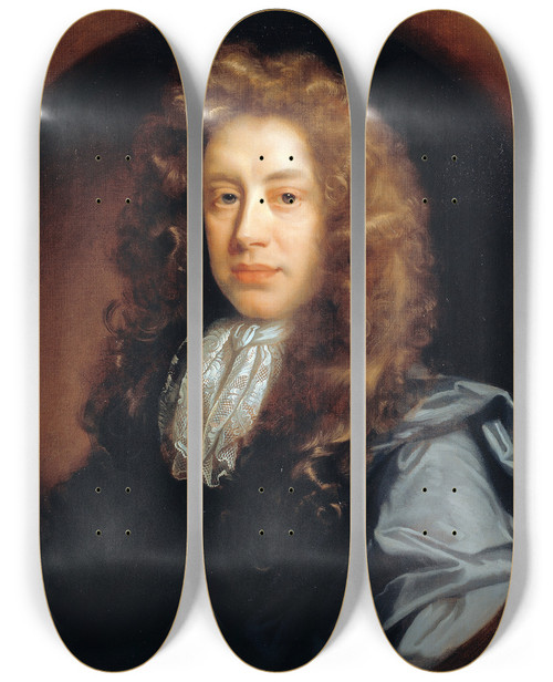 Triptych art skateboard deck of John Riley John Somers Baron Somers by John Riley (1646-1691)
