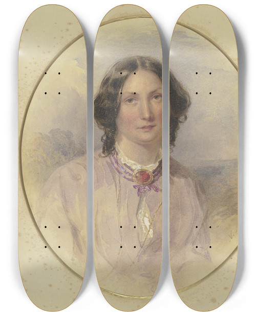 Triptych art skateboard deck of Victor Mller Portrait Of A Lady by Victor Muller (1829-1871)