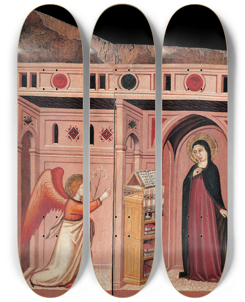 Triptych art skateboard deck of Maestro Di Campli Annunciation by Maestro di Campli (14-)