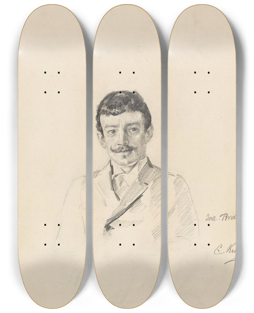 Triptych art skateboard deck of Christian Krohg Jacob Bratland by Christian Krohg (1852-1925)