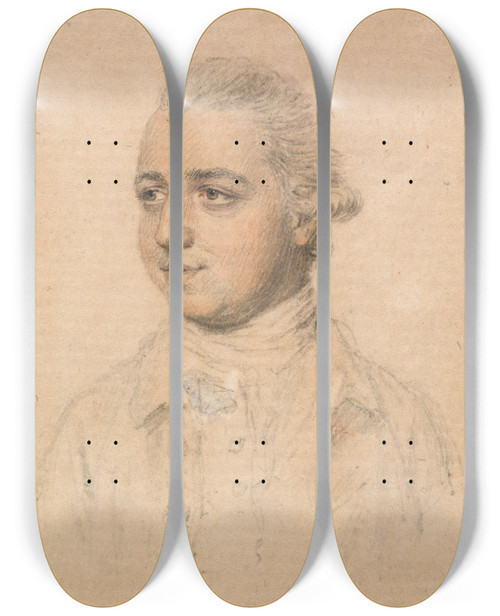 Triptych art skateboard deck of John Smart Portrait Of A Young Man Taken From The Life Facing Left by John Smart (1741-1811)