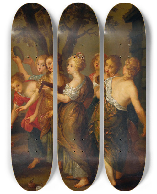 Triptych art skateboard deck of Flemish School Dancing Graces by Flemish School