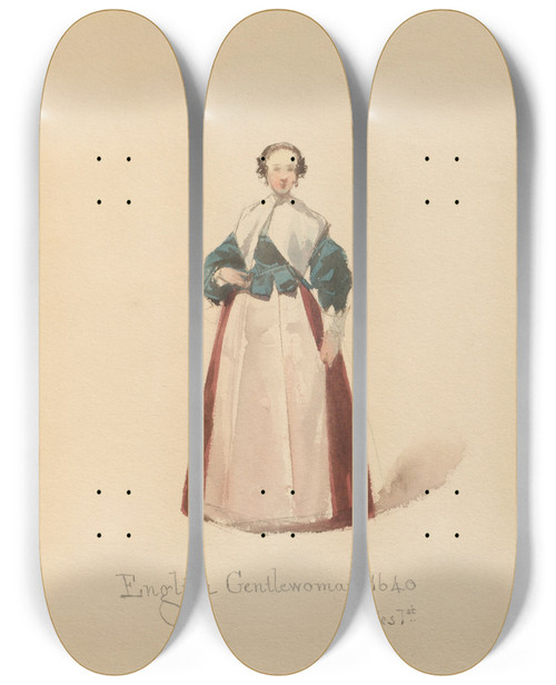 Triptych art skateboard deck of John Richard Coke Smyth Sketches Of Costume Pl037 by John Richard Coke Smyth (1808-1882)