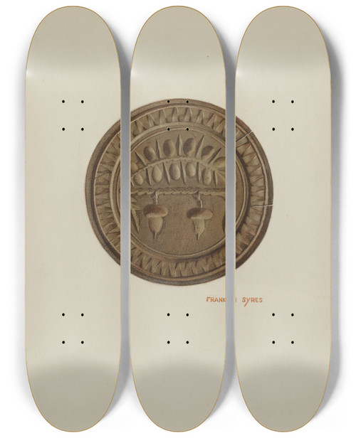 Triptych art skateboard deck of Franklyn Syres Pa German Butter Mold_2 by Franklyn Syres
