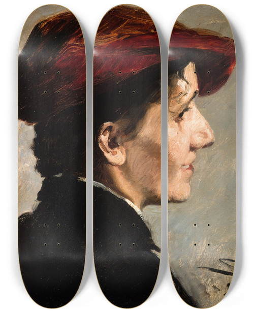 Triptych art skateboard deck of Peder Severin Kryer Marianne Stokes by Peder Severin Kroyer (1851-1909)