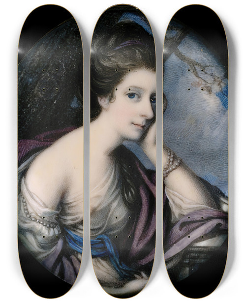 Triptych art skateboard deck of Richard Cosway Portrait Of Mrs Floyd by Richard Cosway (1742-1821)