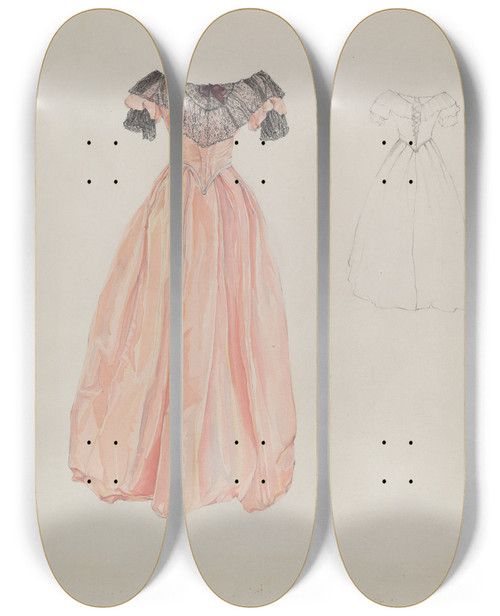 Triptych art skateboard deck of Arelia Arbo Dress_2 by Arelia Arbo