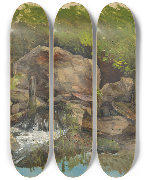 Triptych art skateboard deck of Jan Nowopack Rocks by Jan Nowopacky
