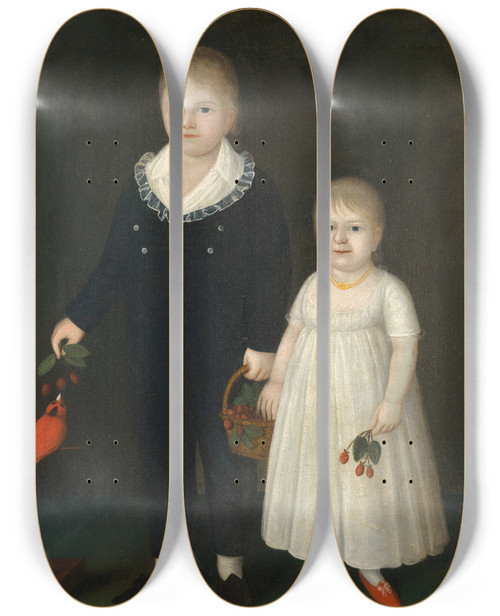 Triptych art skateboard deck of Joshua Johnson Edward And Sarah Rutter by Joshua Johnson (1758-1829)