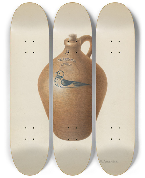Triptych art skateboard deck of Nicholas Amantea Jug_5 by Nicholas Amantea (1900-1978)