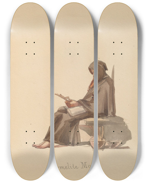 Triptych art skateboard deck of John Richard Coke Smyth Sketches Of Costume Pl057 by John Richard Coke Smyth (1808-1882)