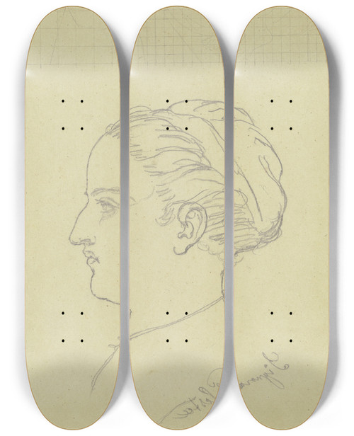 Triptych art skateboard deck of Eugen Eduard Schffer Portrait Of The Signora Celesta by Eugen Eduard Schaffer (1802-1871)