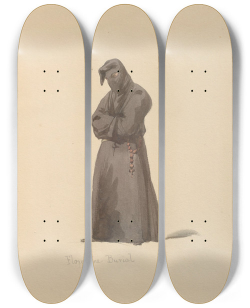Triptych art skateboard deck of John Richard Coke Smyth Sketches Of Costume Pl050 by John Richard Coke Smyth (1808-1882)