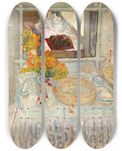 Triptych art skateboard deck of Pierre Bonnard Dressing Table And Mirror by Pierre Bonnard (1867-1947)