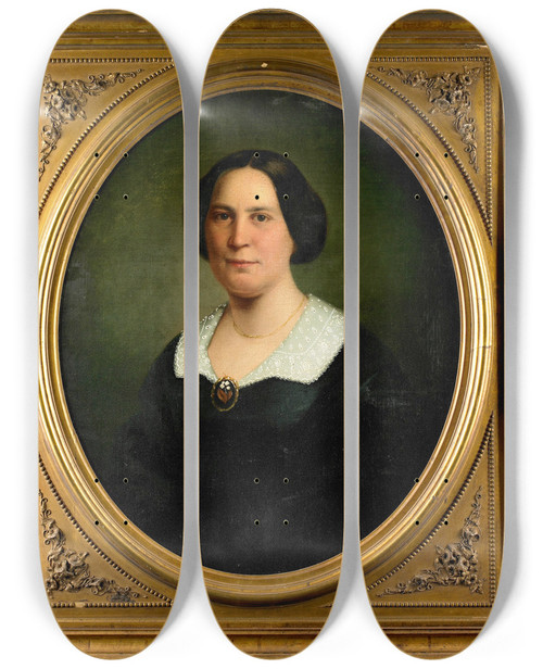 Triptych art skateboard deck of Nicola Marschall Sarah Rebecca Robins by Nicola Marschall (1829-1917)