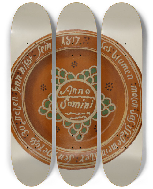 Triptych art skateboard deck of Eugene Shellady Pa German Dish_7 by Eugene Shellady