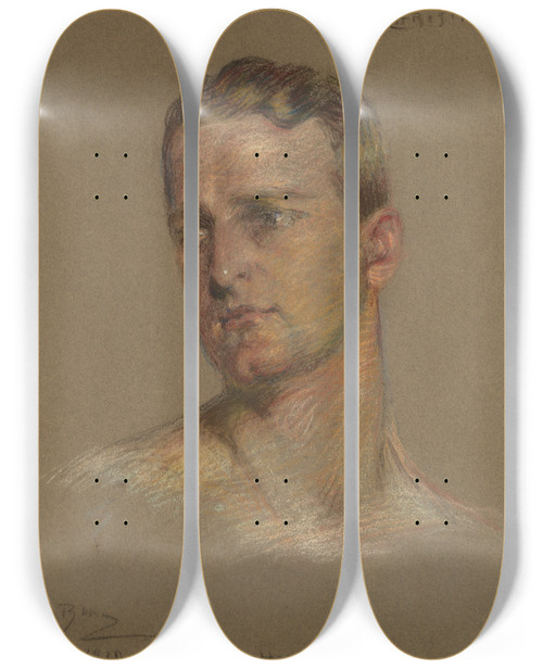 Triptych art skateboard deck of Alice Pike Barney Christian by Alice Pike Barney (1857-1931)