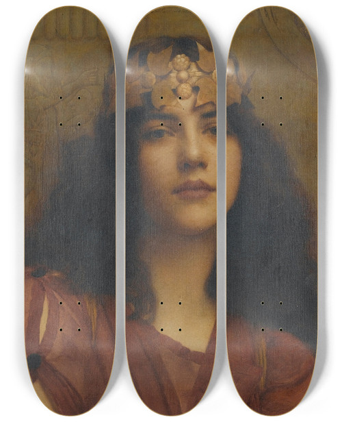 Triptych art skateboard deck of John William Godward A Persian Princess by John William Godward (1861-1922)