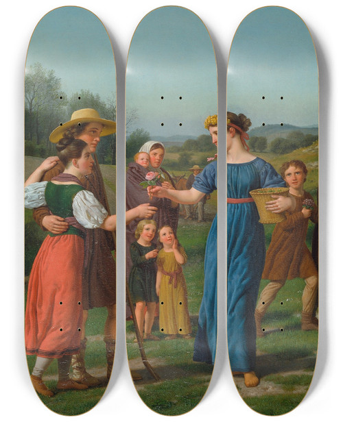 Triptych art skateboard deck of Christoffer Wilhelm Eckersberg The Maiden From Afar From The Poem By Schiller by Christoffer Wilhelm Eckersberg (1783-1853)