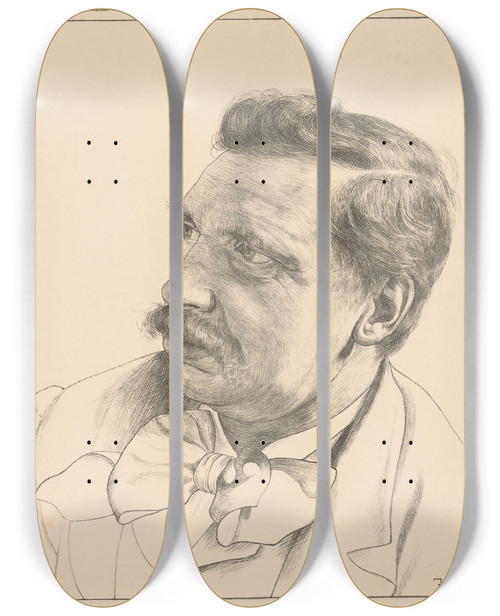 Triptych art skateboard deck of Ferdinand Hart Nibbrig Portret Van Albert Neuhuys by Ferdinand Hart Nibbrig (1866-1915)