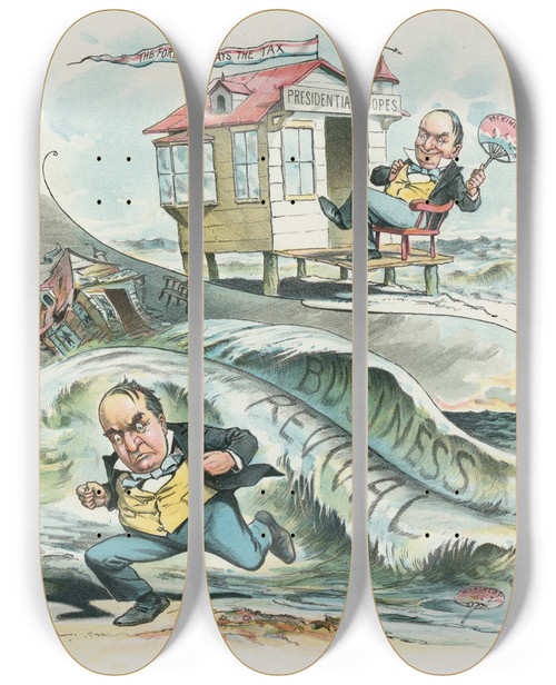 Triptych art skateboard deck of John Samuel Pughe Just What Might Have Been Expected by John Samuel Pughe (1870-1909)
