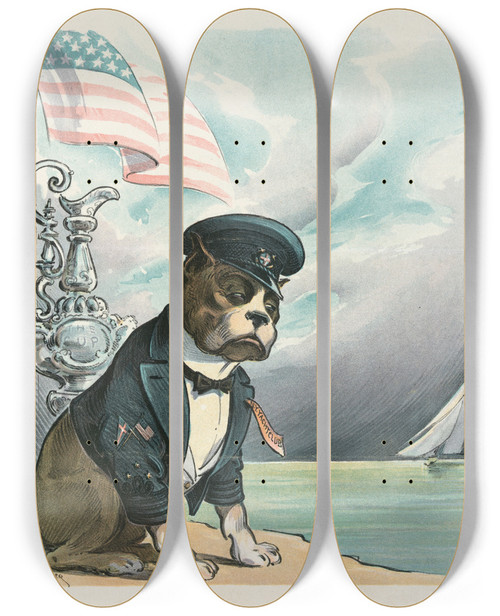Triptych art skateboard deck of Udo Keppler Well Guarded by Udo Keppler (1872-1956)