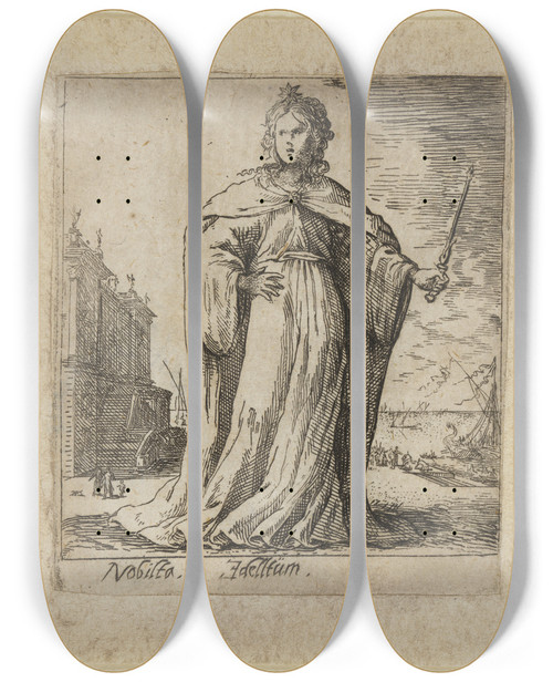Triptych art skateboard deck of Johann Wilhelm Baur Nobilit_2 by Johann Wilhelm Baur (1607-1640)