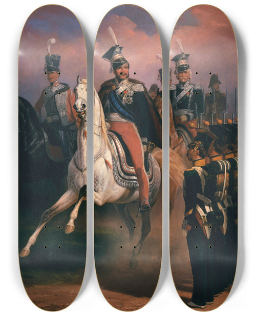 Triptych art skateboard deck of January Suchodolski Prince Jzef Poniatowski Before The Front Of Grenadiers by January Suchodolski (1797-1875)