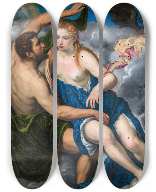 Triptych art skateboard deck of Paris Bordone Jupiter And Io by Paris Bordone (1500-1571)