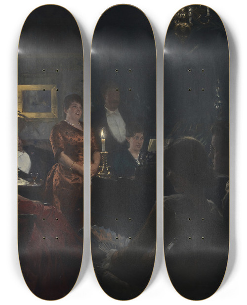 Triptych art skateboard deck of Christian Albrecht Jensen Portrt Af Fru Gumperd by Christian Albrecht Jensen (1792-1870)