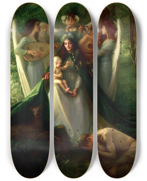 Triptych art skateboard deck of Pascaladolphejean Dagnanbouveret Consolatrix Afflictorium by Pascal-Adolphe-Jean Dagnan-Bouveret (1852-1929)