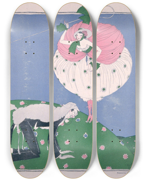 Triptych art skateboard deck of Ralph Barton Bo Peep by Ralph Barton (1891-1931)