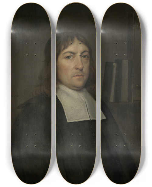 Triptych art skateboard deck of Hendrick Ten Oever Portrait Of Barend Hakvoort 16521735 by Hendrick Ten Oever (1639-1716)